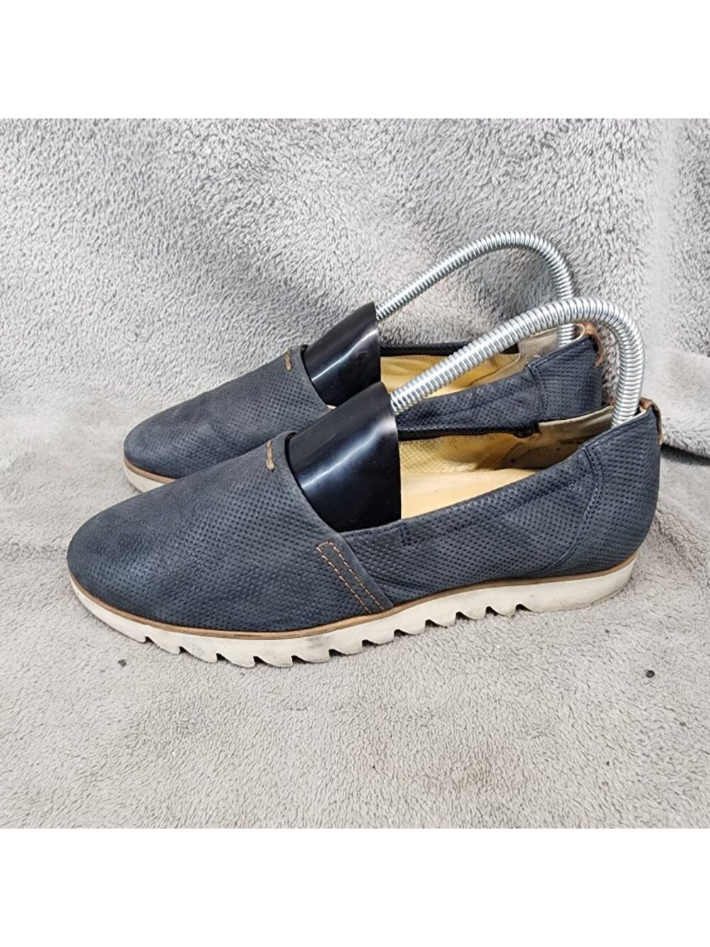 Paul Green Shoes Womens UK 4.5 US 7 Roger Blue Perforated Leather Slip On *Read*